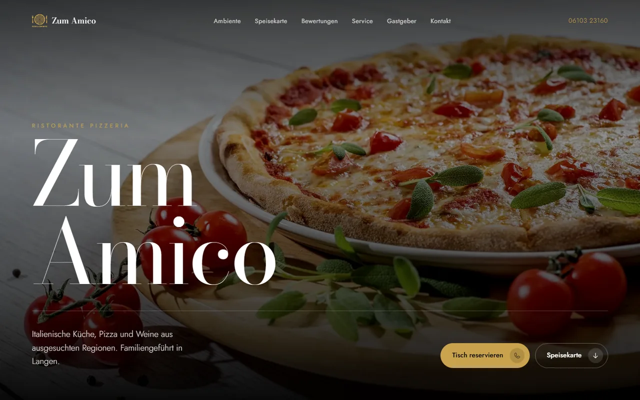 Website für das Ristorante Zum Amico in Langen
