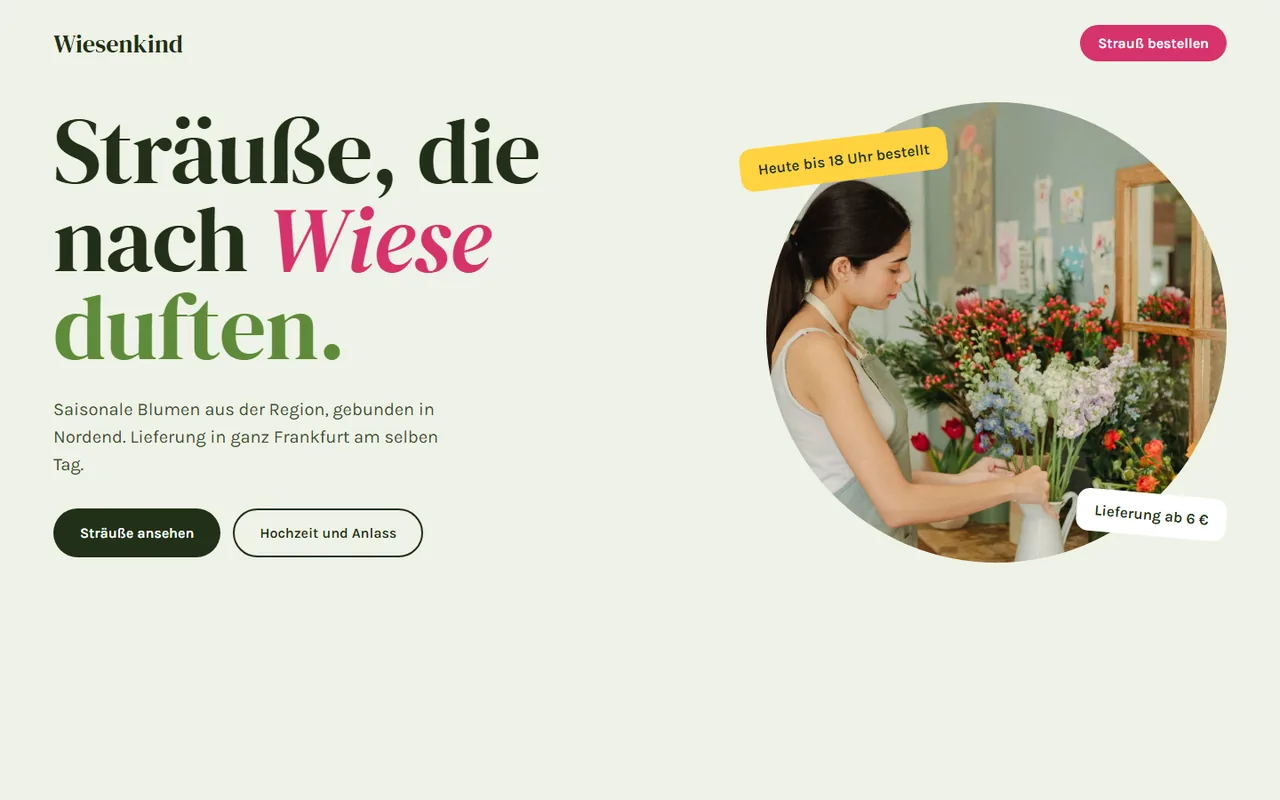 Beispielentwurf für die Branche Blumenladen: Wiesenkind